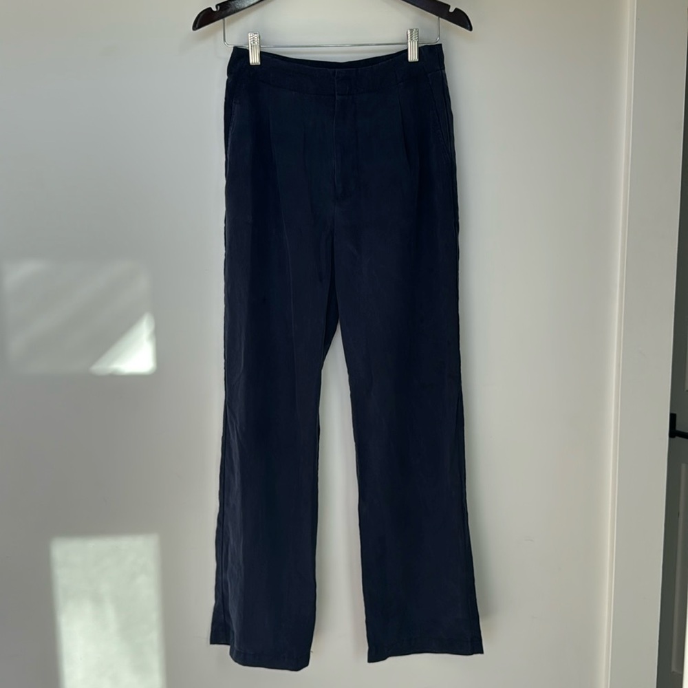 Linen Trousers-Navy Blue size 4